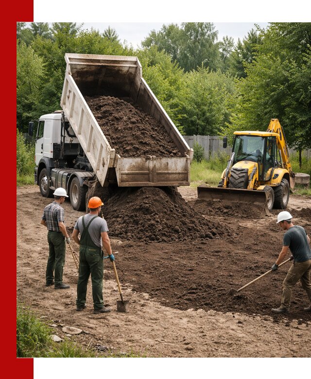 Доставка и укладка грунта для выравнивания участка в Абакане