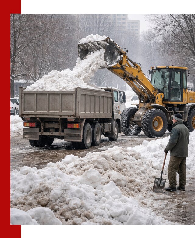 Вывоз снега грузовой техникой в Абакане оперативно и чисто