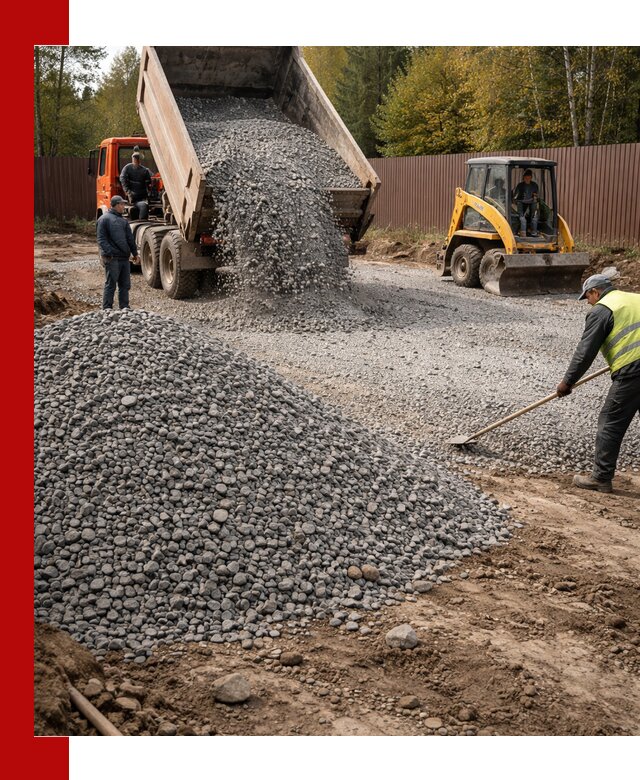 Отсыпка участка щебнем с доставкой и уплотнением в Абакане